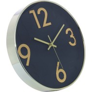 Relógio De Parede 30,5cm Por 4,5cm Quartz De Plástico Donum Preto Com Dourado